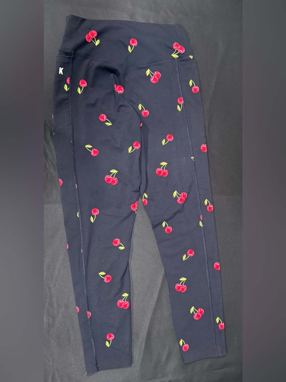 PINK Victoria's Secret Navy Leggings with Red Cherry Print